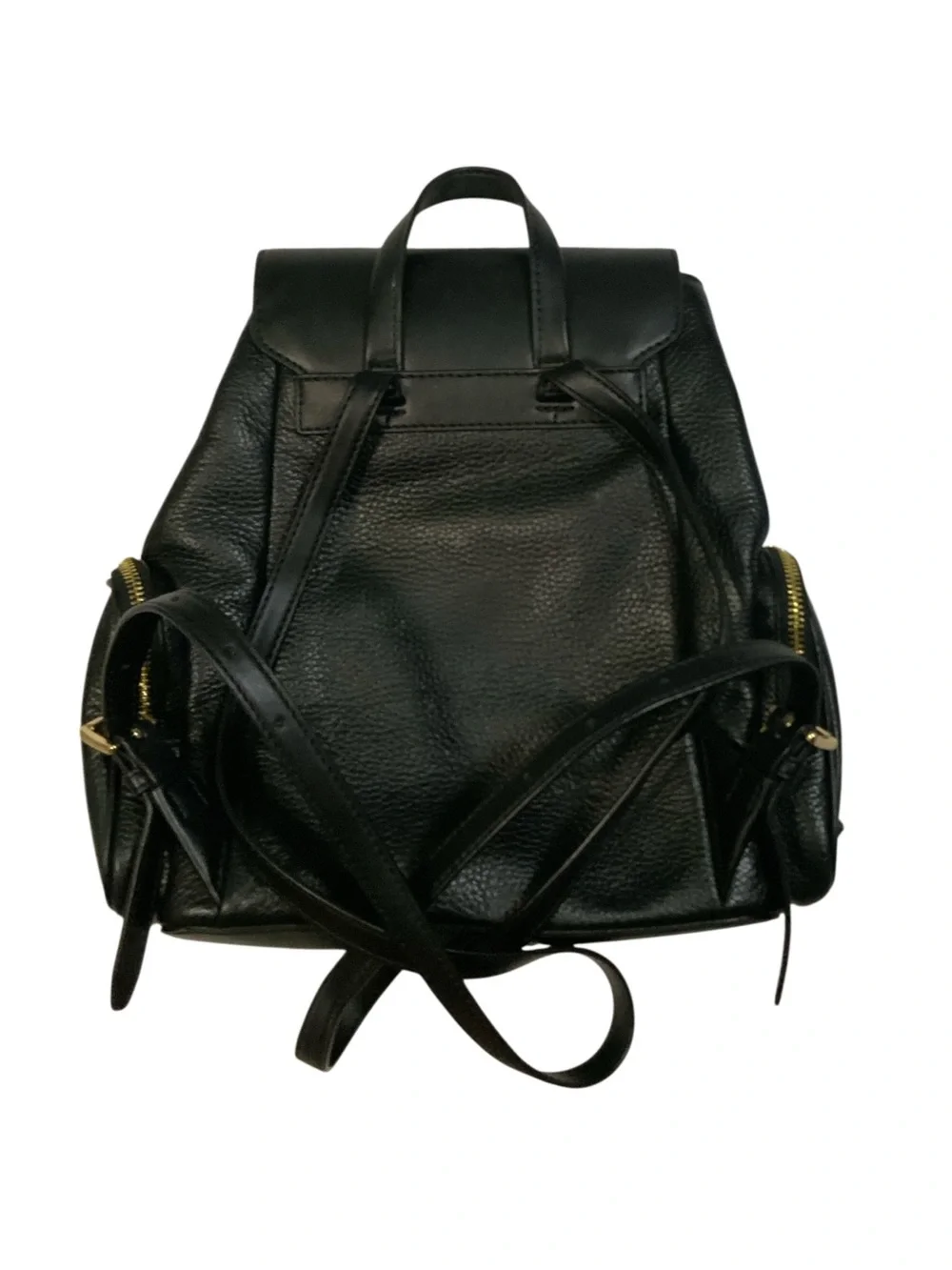 Michael Kors Black Leather Backpack with Gold Chain Accents